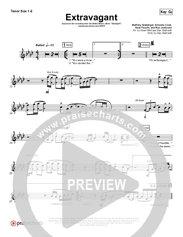Extravagant Tenor Sax 1/2 (Bethel Music)