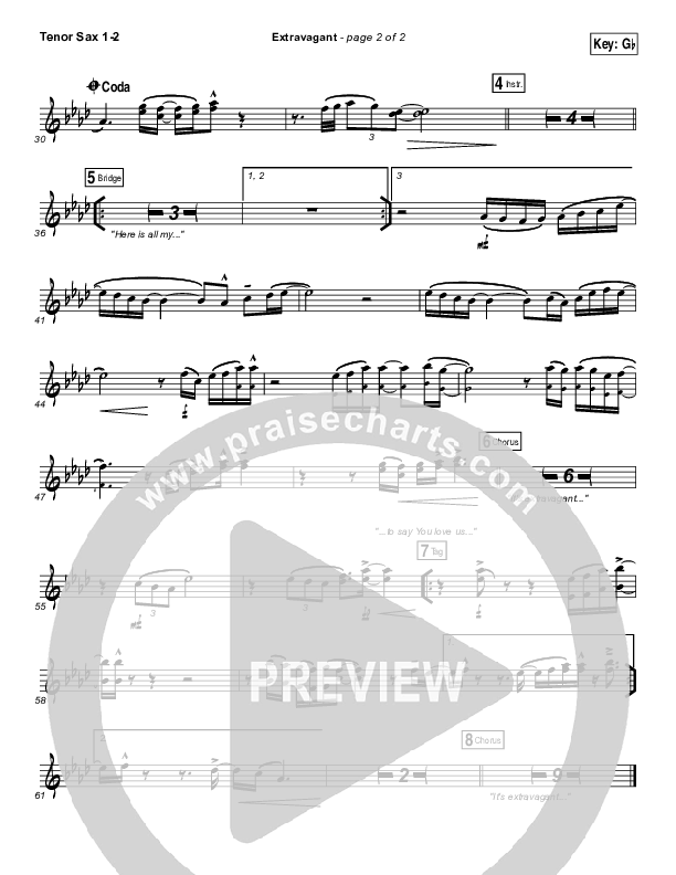 Extravagant Tenor Sax 1/2 (Bethel Music)