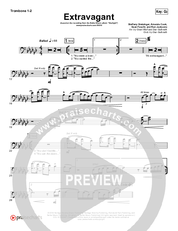 Extravagant Trombone 1/2 (Bethel Music)