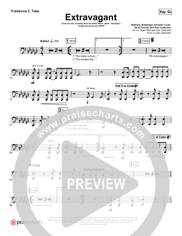 Extravagant Trombone 3/Tuba (Bethel Music)