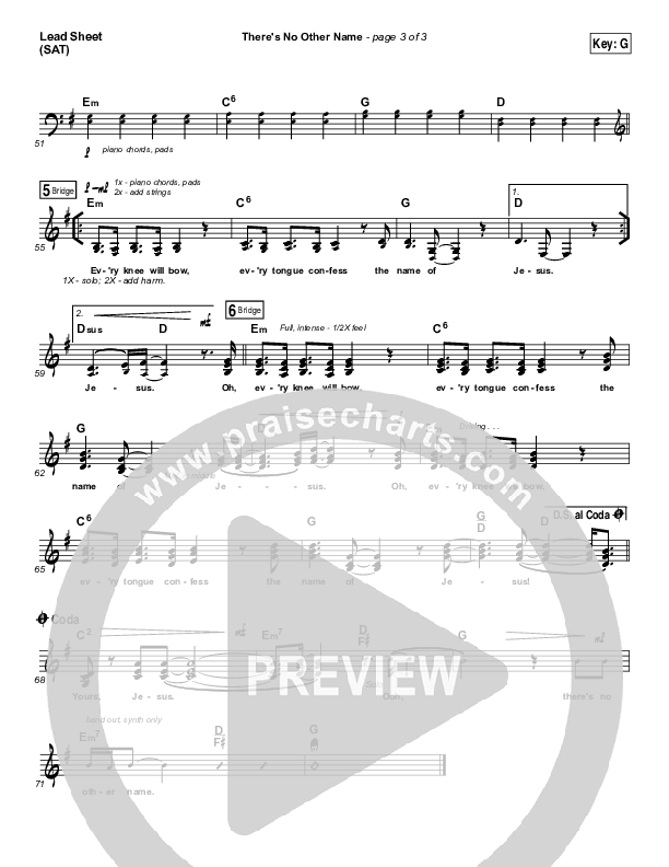 There's No Other Name Lead Sheet (SAT) (Bethel Music / Francesca Battistelli)