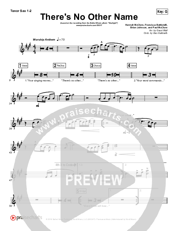 There's No Other Name Tenor Sax 1/2 (Bethel Music / Francesca Battistelli)