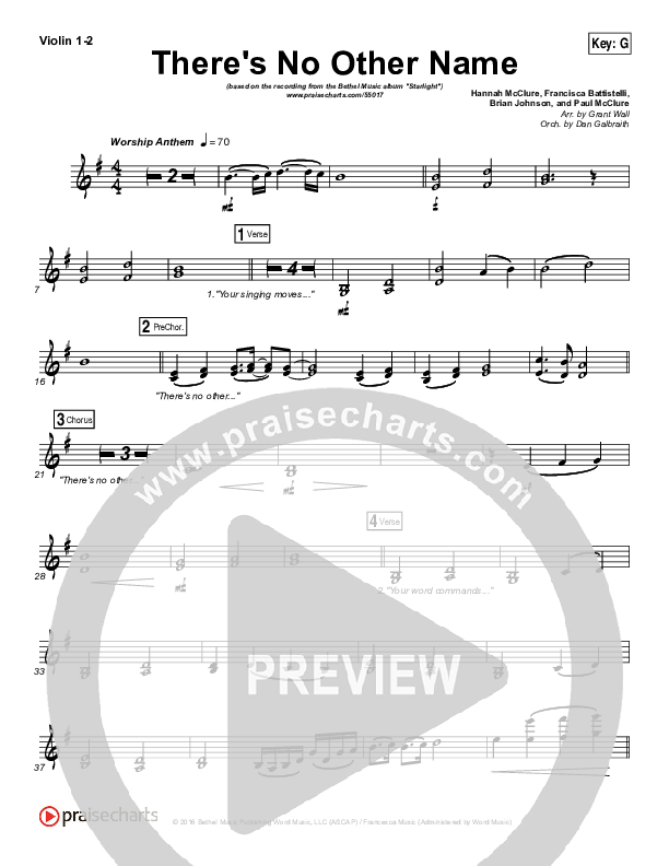 There's No Other Name Violin 1/2 (Bethel Music / Francesca Battistelli)