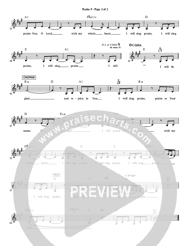 Psalm 9 Lead Sheet (CH Worship)