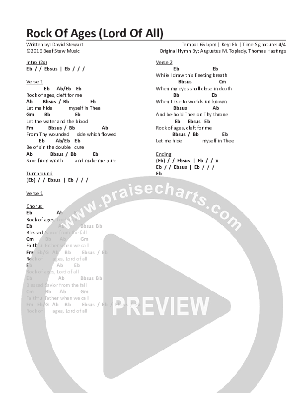 Rock Of Ages (Lord Of All) Chord Chart (CH Worship)