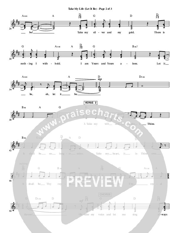 Take My Life (Let It Be) Lead Sheet (CH Worship)