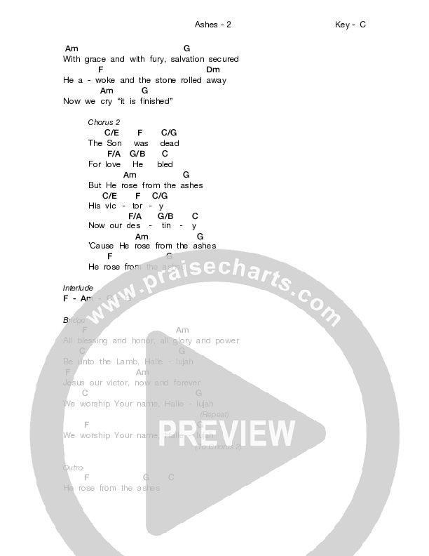Ashes Chords & Lyrics (Dara Maclean / Chris McClarney)
