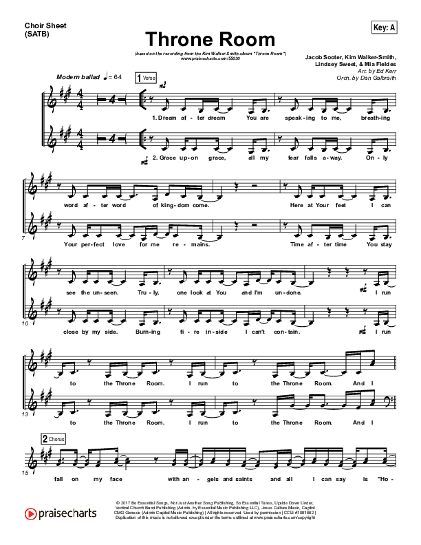 Throne Room Choir Sheet (SATB) (Kim Walker-Smith)