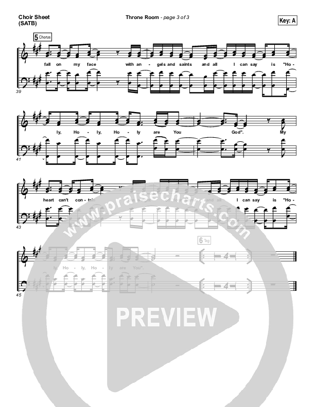 Throne Room Choir Sheet (SATB) (Kim Walker-Smith)