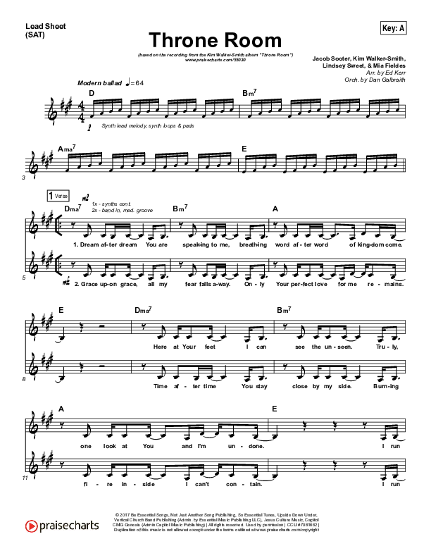 Throne Room Lead Sheet (SAT) (Kim Walker-Smith)