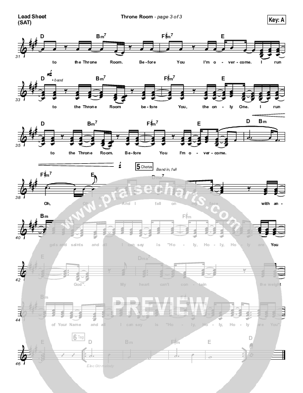 Throne Room Lead Sheet (SAT) (Kim Walker-Smith)