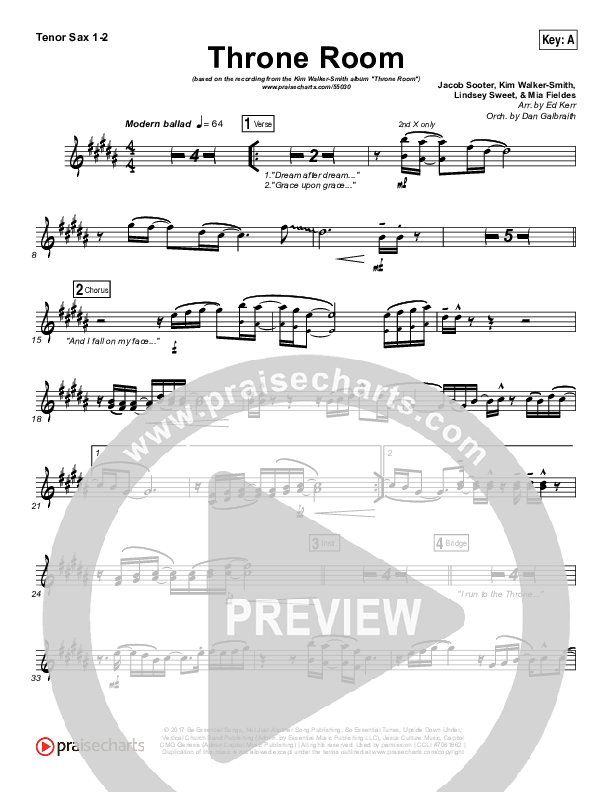 Throne Room Tenor Sax 1/2 (Kim Walker-Smith)