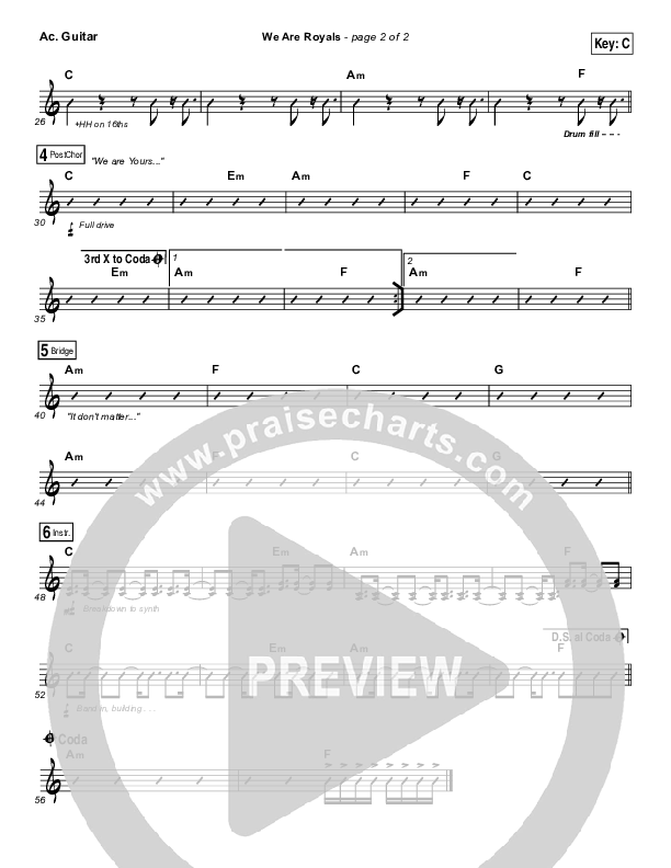 We Are Royals Acoustic Guitar (North Point Worship / Chris Cauley)