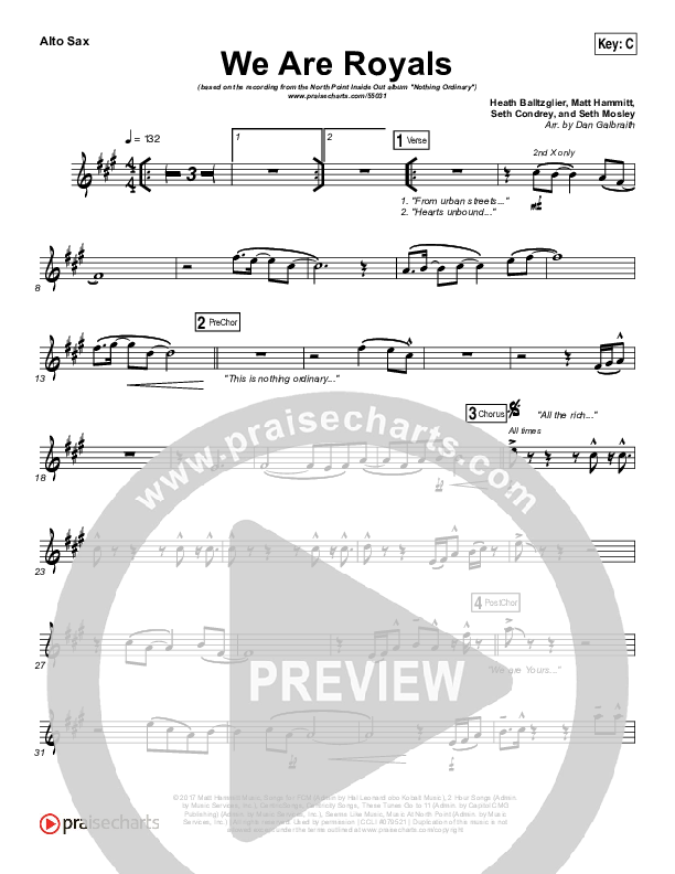 We Are Royals Alto Sax (North Point Worship / Chris Cauley)