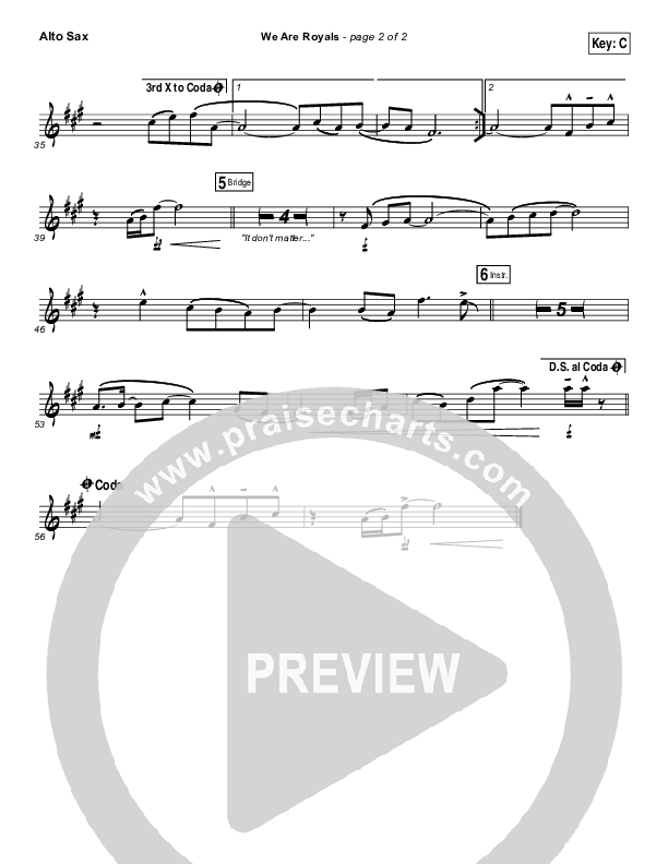 We Are Royals Alto Sax (North Point Worship / Chris Cauley)