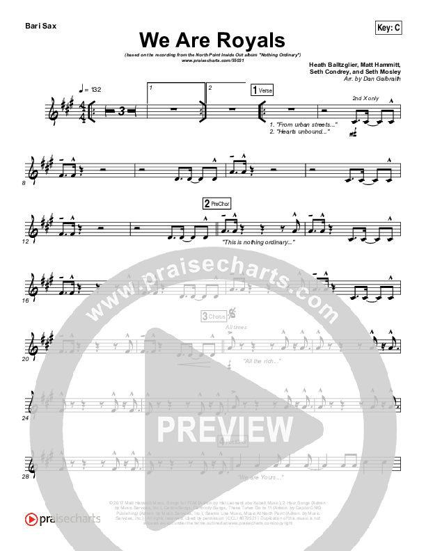 We Are Royals Bari Sax (North Point Worship / Chris Cauley)