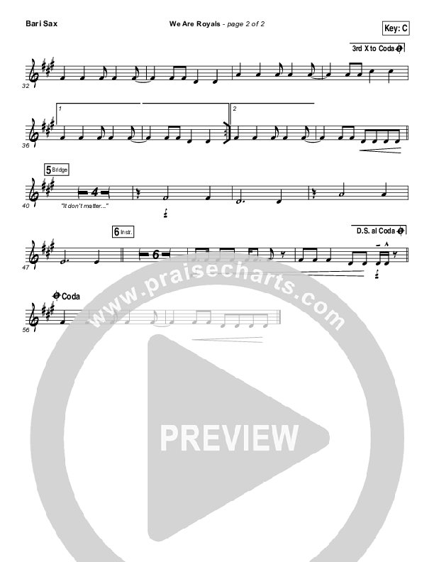 We Are Royals Bari Sax (North Point Worship / Chris Cauley)