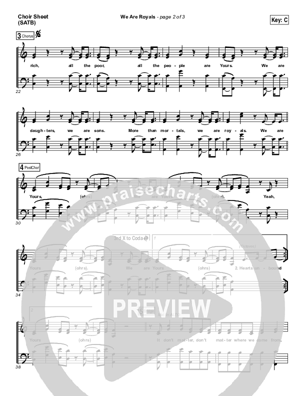 We Are Royals Choir Vocals (SATB) (North Point Worship / Chris Cauley)