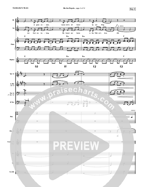 We Are Royals Conductor's Score (North Point Worship / Chris Cauley)
