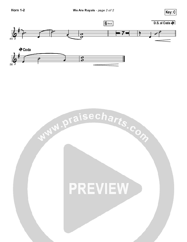 We Are Royals French Horn 1/2 (North Point Worship / Chris Cauley)