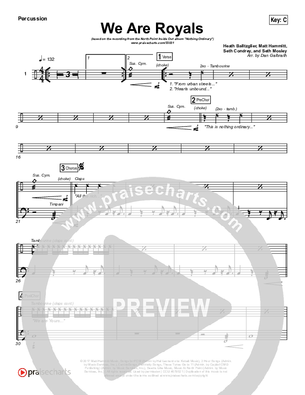 We Are Royals Percussion (North Point Worship / Chris Cauley)