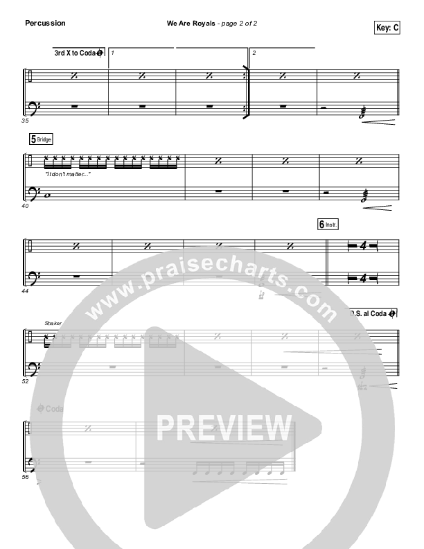 We Are Royals Percussion (North Point Worship / Chris Cauley)