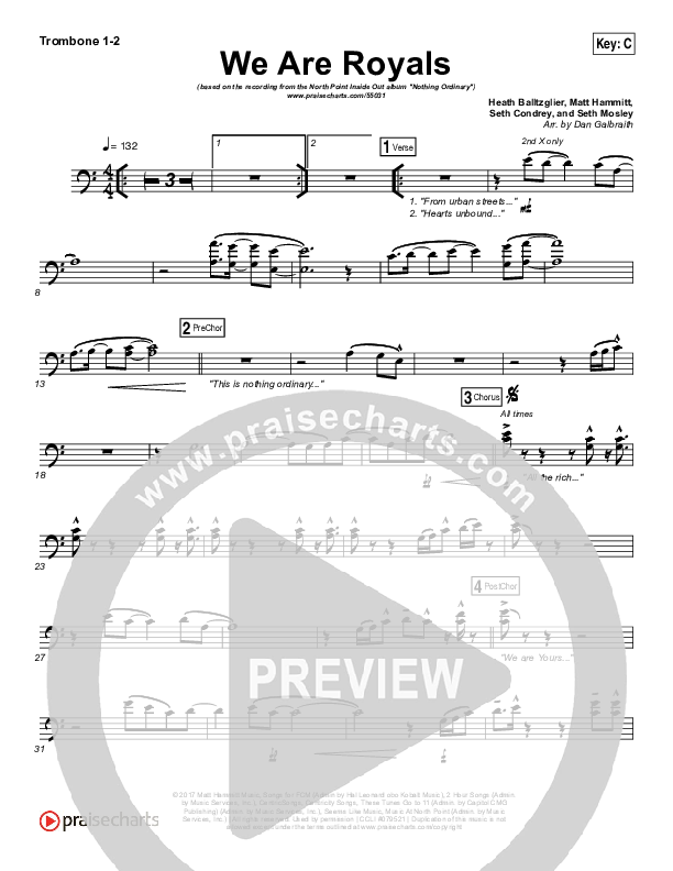 We Are Royals Trombone 1/2 (North Point Worship / Chris Cauley)