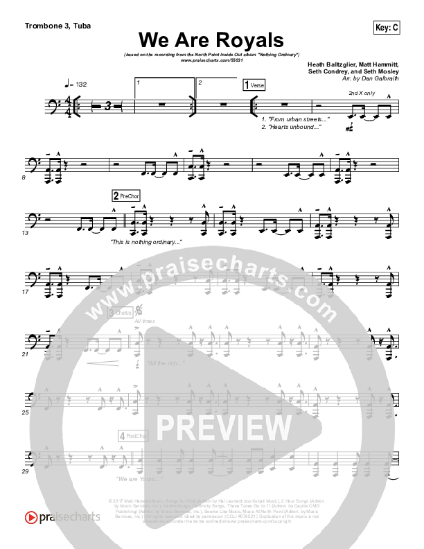 We Are Royals Trombone 3/Tuba (North Point Worship / Chris Cauley)