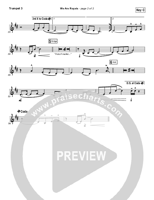 We Are Royals Trumpet 3 (North Point Worship / Chris Cauley)