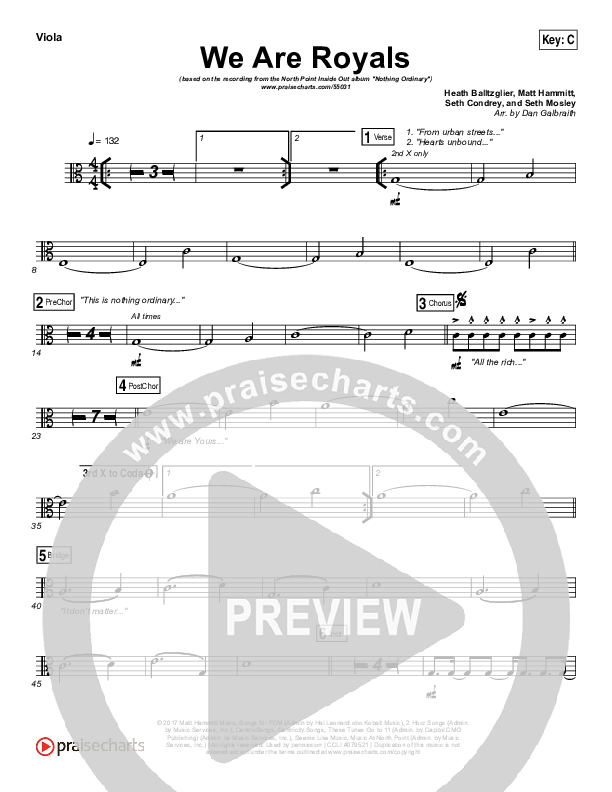 We Are Royals Viola (North Point Worship / Chris Cauley)
