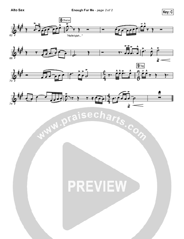 Enough For Me Alto Sax (North Point Worship / Brett Stanfill)