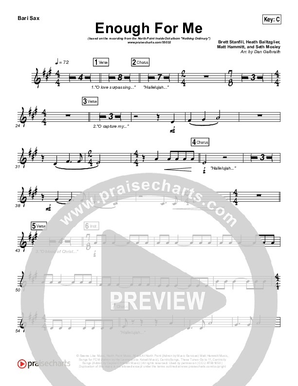 Enough For Me Bari Sax (North Point Worship / Brett Stanfill)