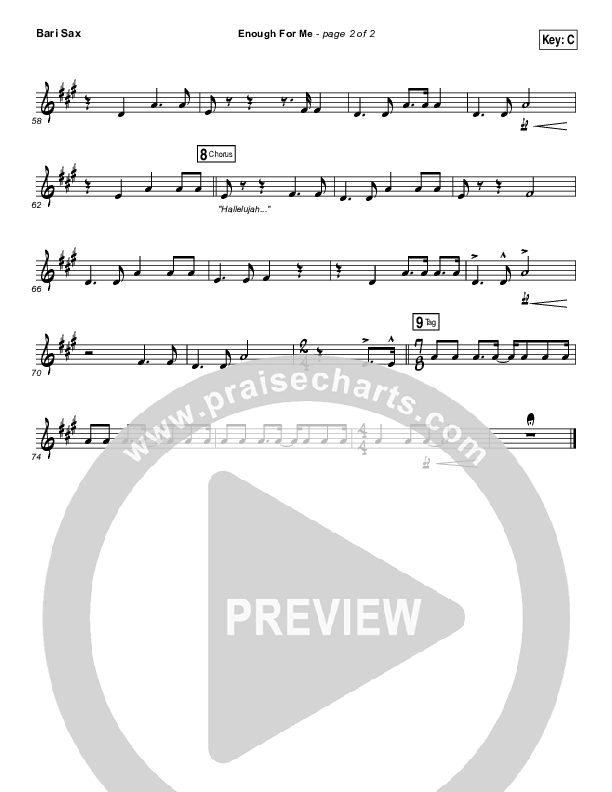 Enough For Me Bari Sax (North Point Worship / Brett Stanfill)