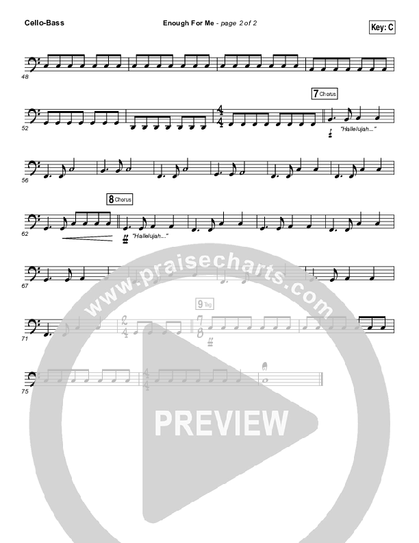 Enough For Me Cello/Bass (North Point Worship / Brett Stanfill)