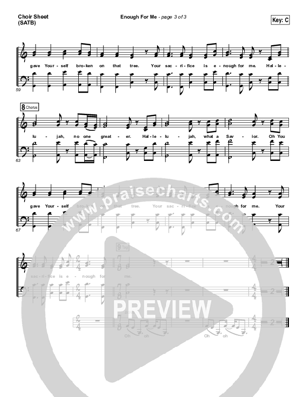 Enough For Me Choir Sheet (SATB) (Print Only) (North Point Worship / Brett Stanfill)