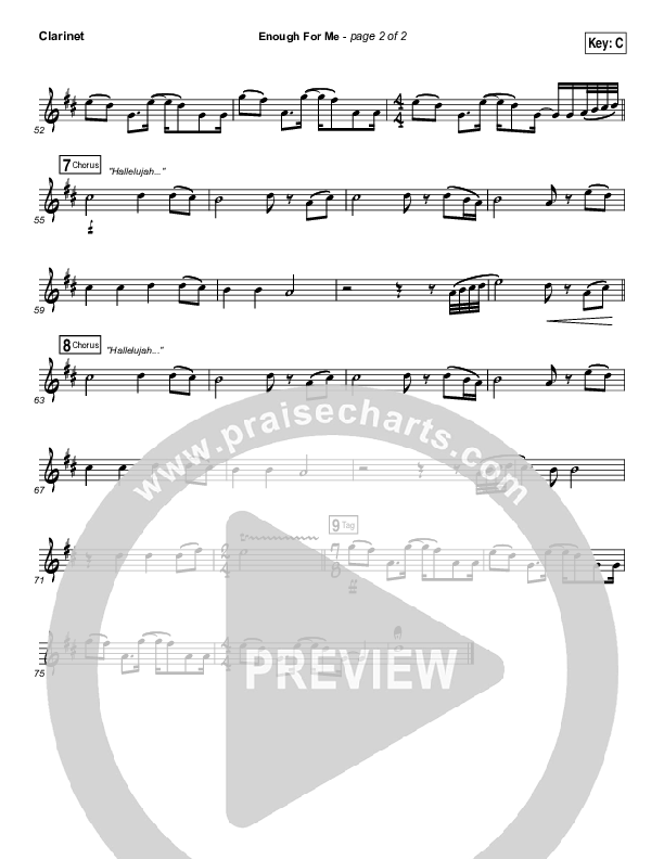 Enough For Me Clarinet (North Point Worship / Brett Stanfill)