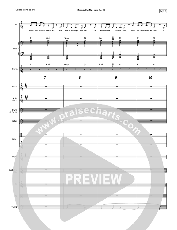 Enough For Me Conductor's Score (North Point Worship / Brett Stanfill)