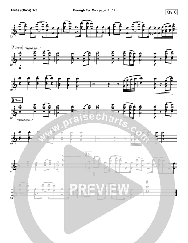 Enough For Me Flute/Oboe 1/2/3 (North Point Worship / Brett Stanfill)