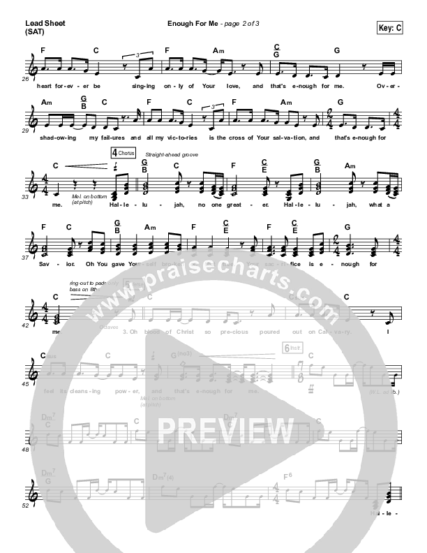 Enough For Me Lead Sheet (Print Only) (North Point Worship / Brett Stanfill)