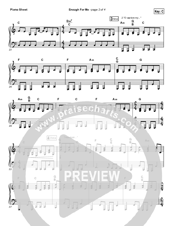 Enough For Me Piano Sheet (Print Only) (North Point Worship / Brett Stanfill)