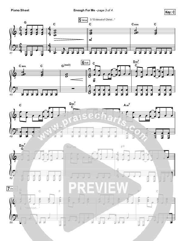 Enough For Me Piano Sheet (Print Only) (North Point Worship / Brett Stanfill)