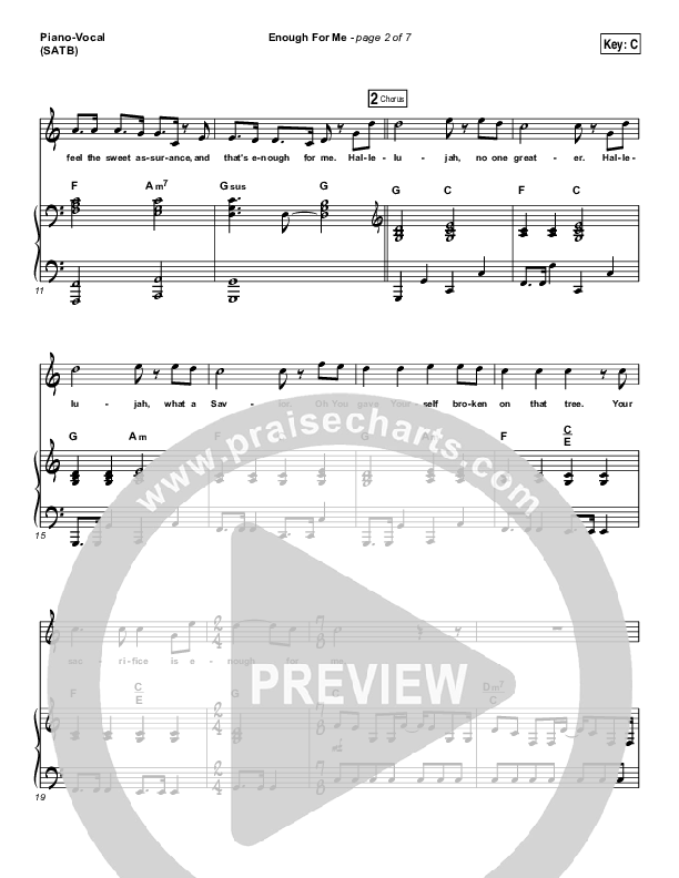 Enough For Me Piano/Vocal (Print Only) (North Point Worship / Brett Stanfill)