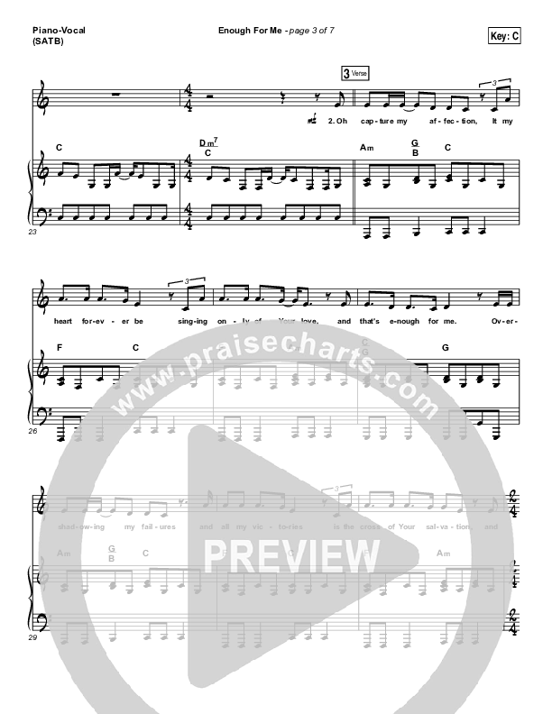 Enough For Me Piano/Vocal (Print Only) (North Point Worship / Brett Stanfill)