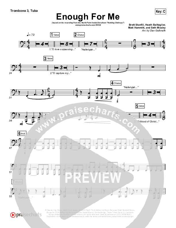 Enough For Me Trombone 3/Tuba (North Point Worship / Brett Stanfill)