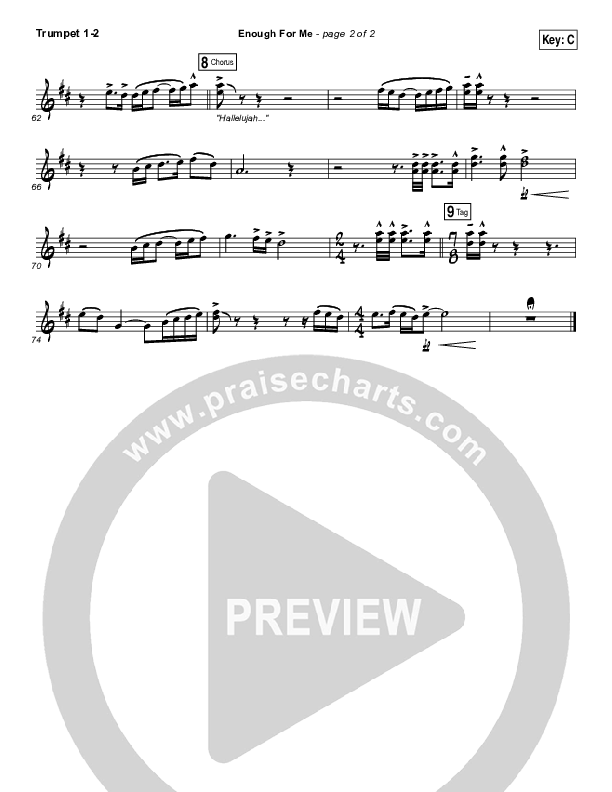 Enough For Me Trumpet 1,2 (North Point Worship / Brett Stanfill)