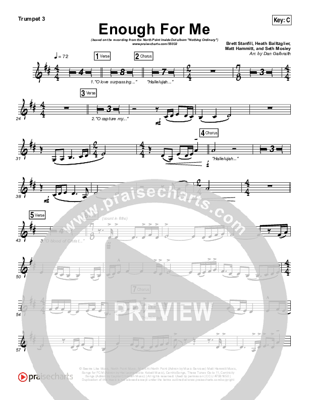 Enough For Me Trumpet 3 (North Point Worship / Brett Stanfill)