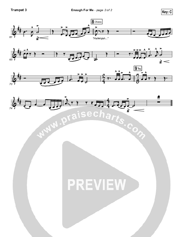 Enough For Me Trumpet 3 (North Point Worship / Brett Stanfill)