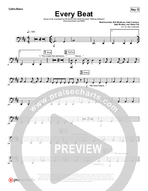 Every Beat Cello/Bass (North Point Worship / Seth Condrey)