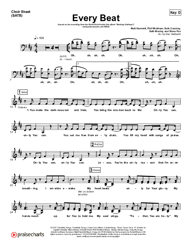 Every Beat Choir Vocals (SATB) (North Point Worship / Seth Condrey)