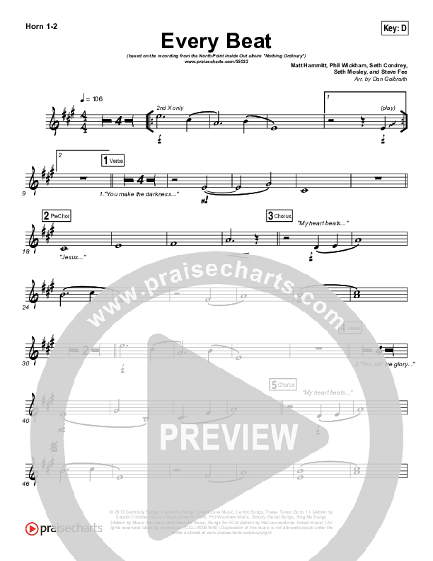 Every Beat French Horn 1/2 (North Point Worship / Seth Condrey)